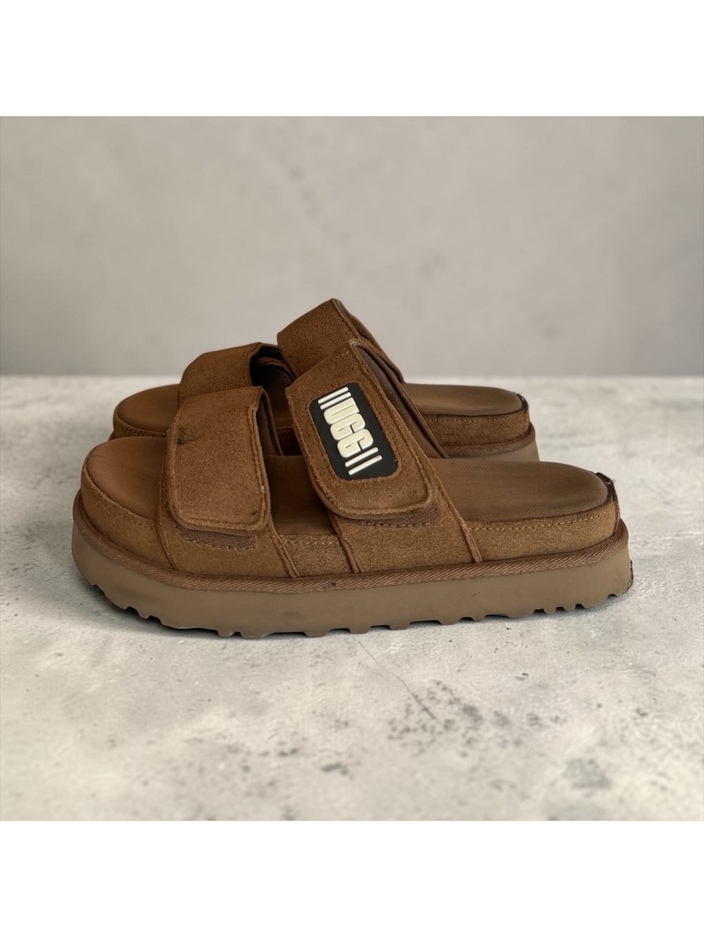 UGG Women’s Adjustable Strap Platform Slide Sandals - Chestnut - Size 9